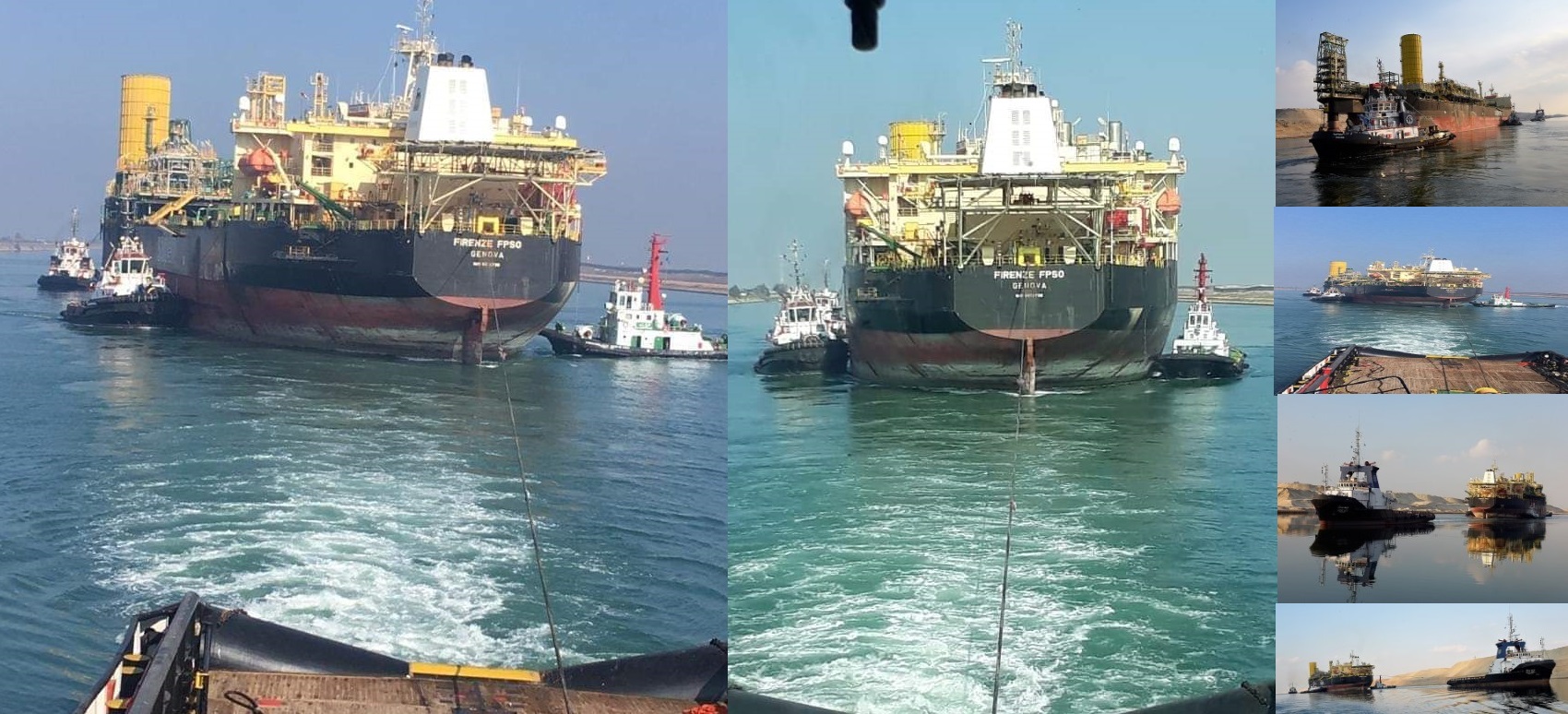 Suez Canal experienced one of the hardest passage of a reared towed Offshore Support Vessel: FIRENZE FPSO with USD 2.5 million for transit tolls under the succesfull supervision of our agency World Marine.